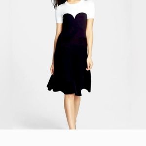 Kate Spade Black & White Sweetheart Colorblock Knit Dress